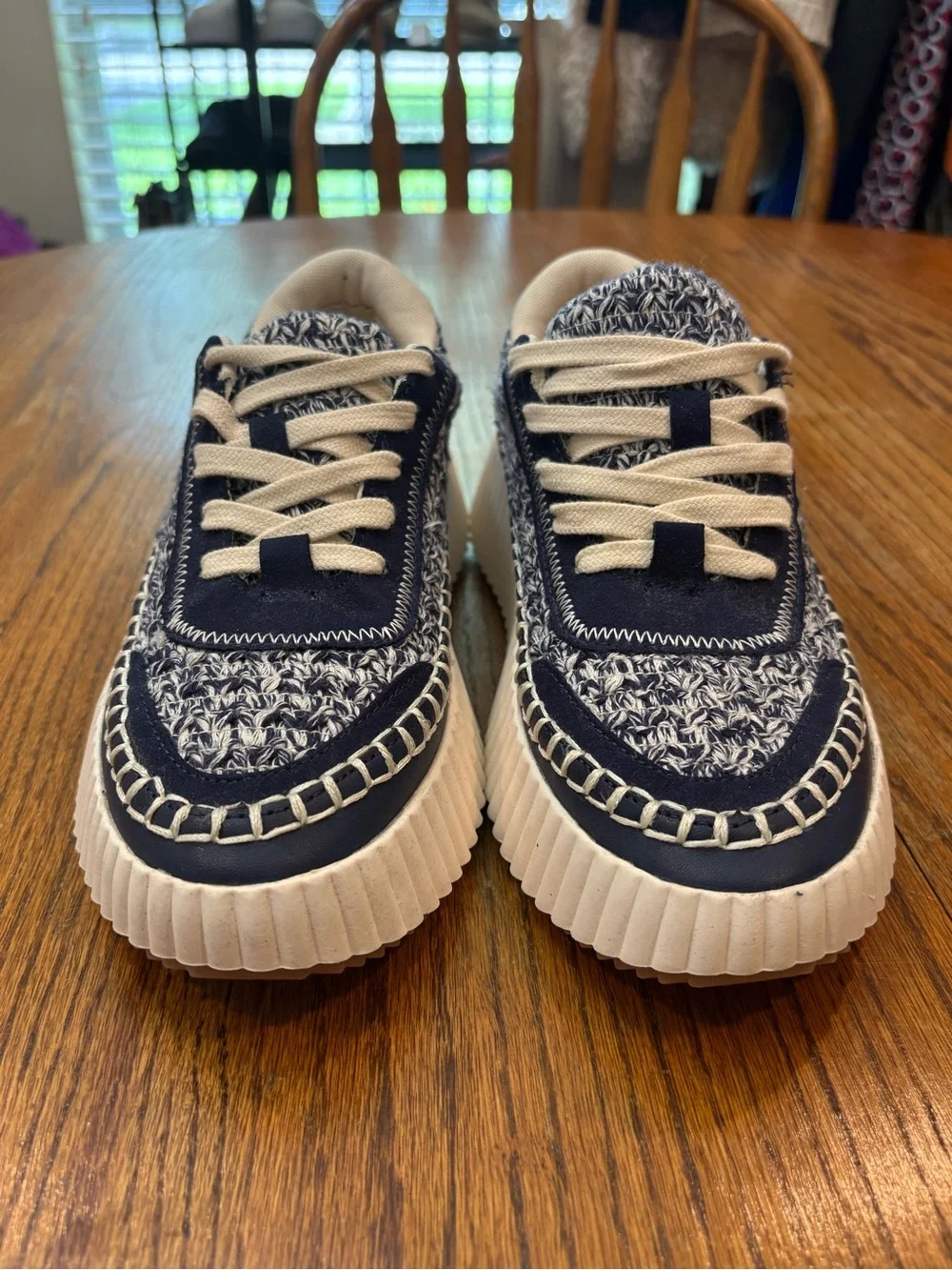 Dolce Vita Dolen Navy and Cream Platform Lace-Up Sneakers